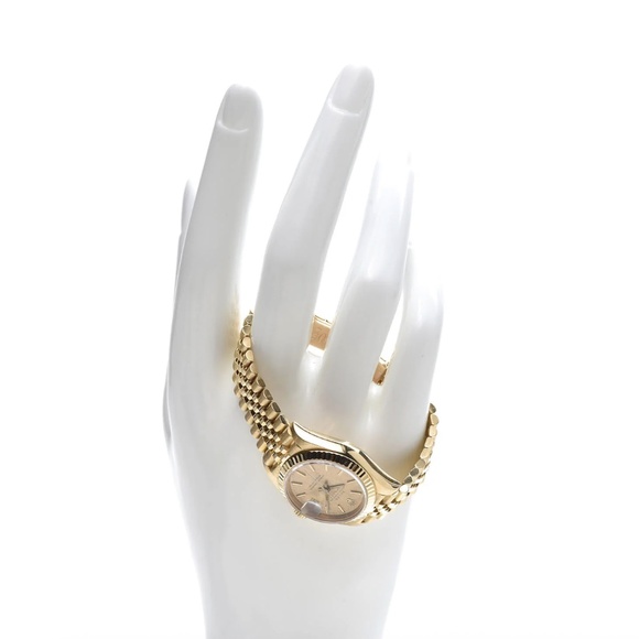 Authentic ROLEX 18K Yellow Gold 26mm Oyster Perpetual Datejust Watch Linen 69178 - Picture 2 of 5